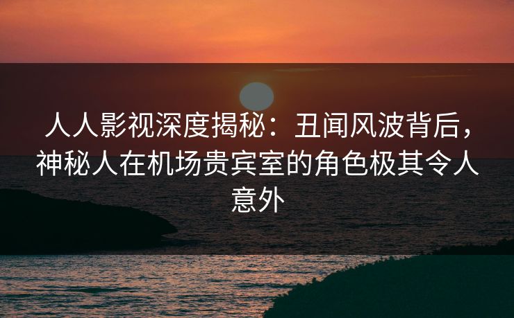 人人影视深度揭秘：丑闻风波背后，神秘人在机场贵宾室的角色极其令人意外