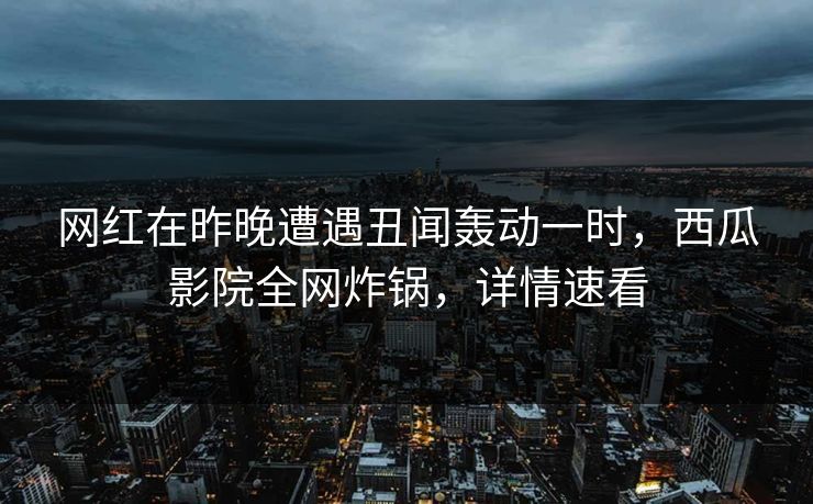 网红在昨晚遭遇丑闻轰动一时，西瓜影院全网炸锅，详情速看