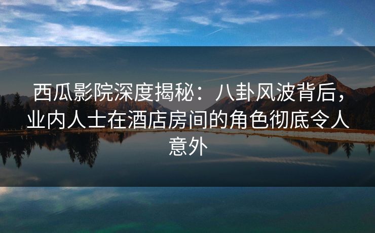 西瓜影院深度揭秘：八卦风波背后，业内人士在酒店房间的角色彻底令人意外